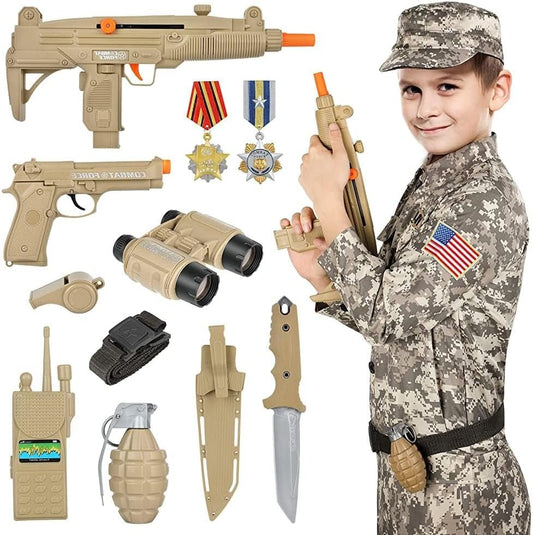 Kids Army Soldier Dress up Costume Role Play Set, Deluxe Christmas Gift for Kids Boys Aged 3 - 12 - WORLD TIME VISITS