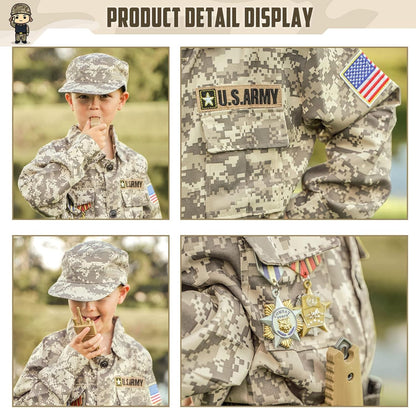 Kids Army Soldier Dress up Costume Role Play Set, Deluxe Christmas Gift for Kids Boys Aged 3-12
