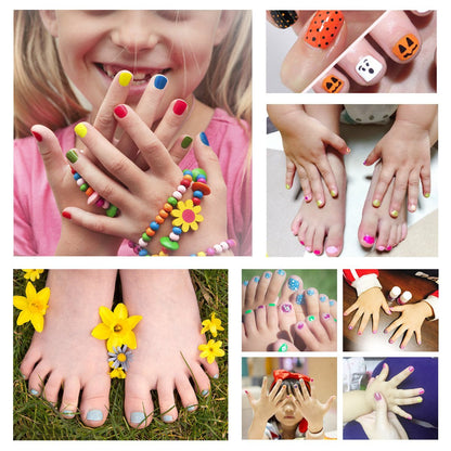 Kids Nail Polish Set- Non-Toxic Water-Based Odorless Peel off Natural Safe Nail Polish Set Quick Dry Nail Polish Gifts Toys Kit for Girls Kids Toddlers (7 Color + 1 Top&Base Coat)