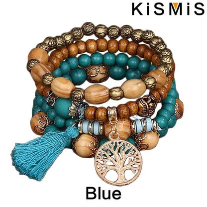 KISMIS 4Pcs/Set Exquisite Fashion Bohemian Bracelet Creative Women'S Jewelry Silver Jewelry Tassel Multi Layer Jewelry Bracelet Fashion Jewelry 1 or 2 Sets Optional - WORLD TIME VISITS