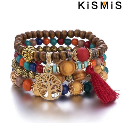 KISMIS 4Pcs/Set Exquisite Fashion Bohemian Bracelet Creative Women'S Jewelry Silver Jewelry Tassel Multi Layer Jewelry Bracelet Fashion Jewelry 1 or 2 Sets Optional - WORLD TIME VISITS