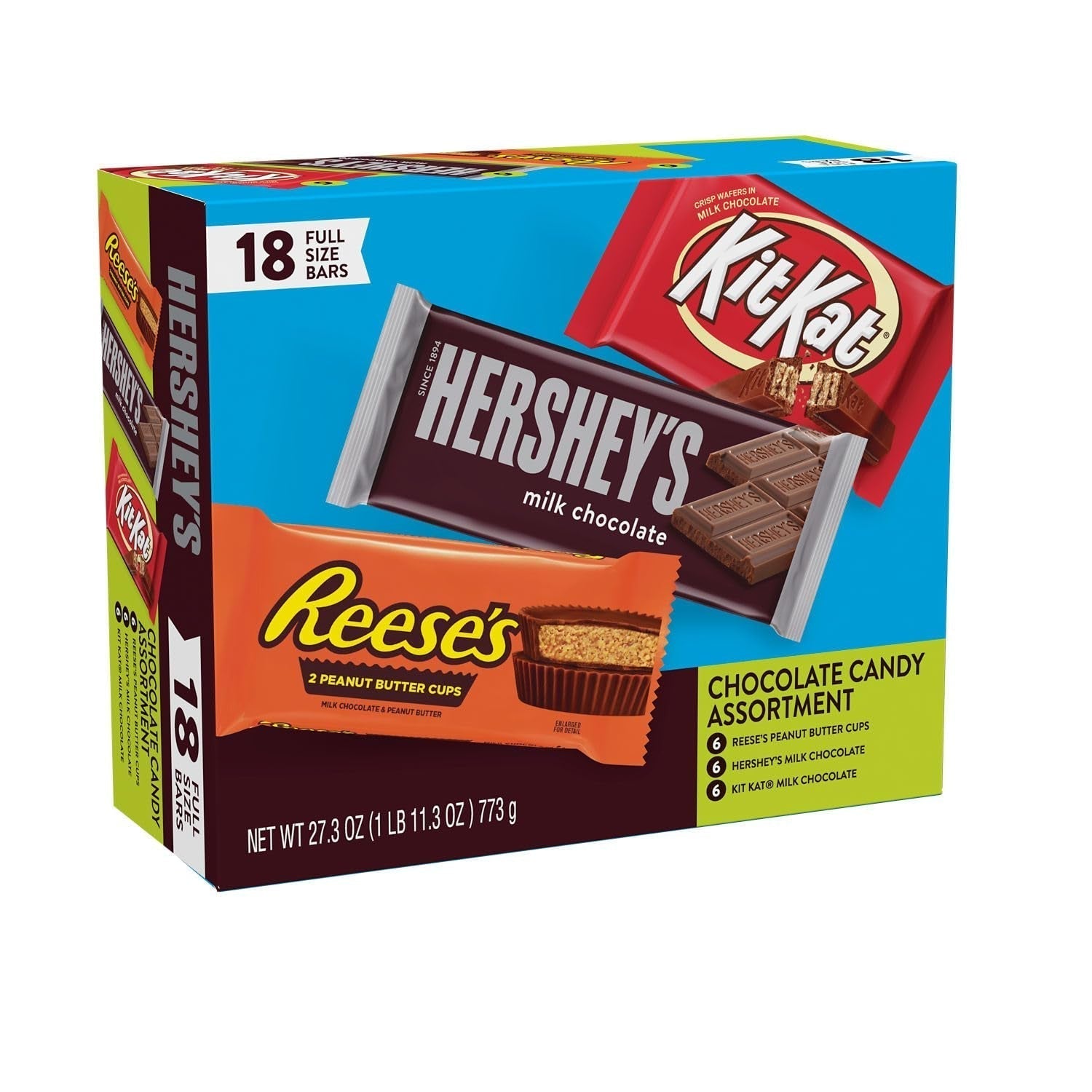 , KIT KAT and REESE'S Assorted Milk Chocolate Candy Variety Box, 27.3 Oz (18 Count) - WORLD TIME VISITS