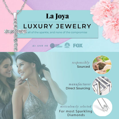 Lab Grown Diamond Cross Necklace for Women | 1/20-2 1/2 CT. TW. White Rhodium Plated 925 Sterling Silver Cross Diamond Pendant Necklace | Accompanied by an Adjustable Silver Chain