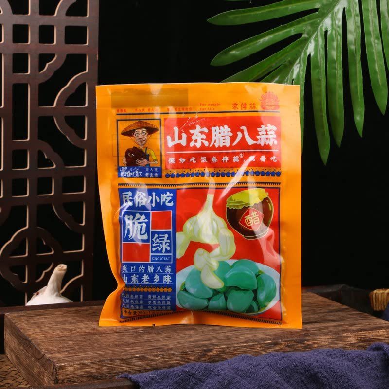 Laba Garlic,Jade Garlic,Pickled Vegetable,Fresh Green Garlic,250G/Pack,Sugar Garlic,Vegan,Pickled Garlic,Crisp Refreshing,Chinese Green Laba Garlic Pickled,Perfect for Rice,Chinese Specialty (2Pack)