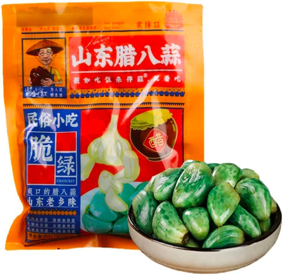 Laba Garlic,Jade Garlic,Pickled Vegetable,Fresh Green Garlic,250G/Pack,Sugar Garlic,Vegan,Pickled Garlic,Crisp Refreshing,Chinese Green Laba Garlic Pickled,Perfect for Rice,Chinese Specialty (2Pack) - WORLD TIME VISITS