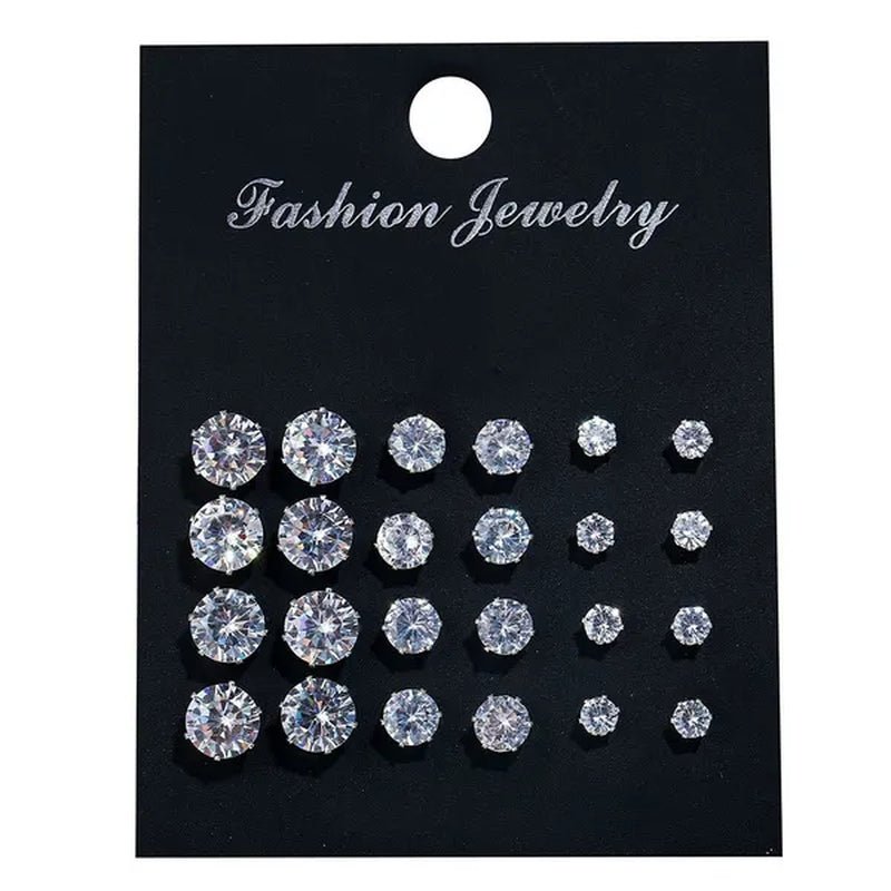 Ladies FashionSilver Stud Earrings, Ladies Earrings, Ladies Wedding Engagement Valentine's Day Jewelry Gifts (5 pairs/set)