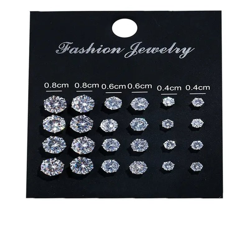 Ladies FashionSilver Stud Earrings, Ladies Earrings, Ladies Wedding Engagement Valentine's Day Jewelry Gifts (5 pairs/set)