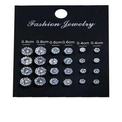 Ladies FashionSilver Stud Earrings, Ladies Earrings, Ladies Wedding Engagement Valentine's Day Jewelry Gifts (5 pairs/set)