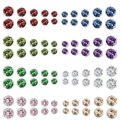 Ladies FashionSilver Stud Earrings, Ladies Earrings, Ladies Wedding Engagement Valentine's Day Jewelry Gifts (5 pairs/set)