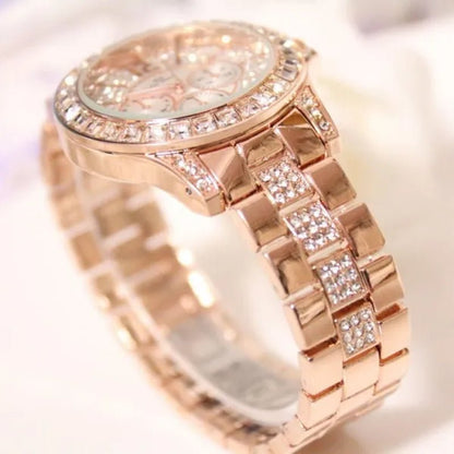 Lady Dress Watch Luxury Austrian Crystals Watch Rose Gold Shinning Diamond Rhinestone Fashion Bracelet Montre Femme
