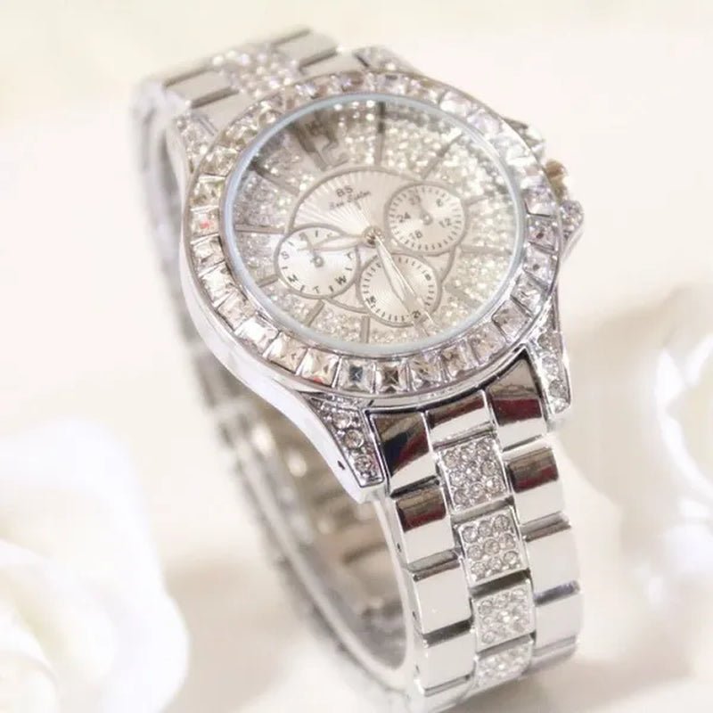 Lady Dress Watch Luxury Austrian Crystals Watch Rose Gold Shinning Diamond Rhinestone Fashion Bracelet Montre Femme