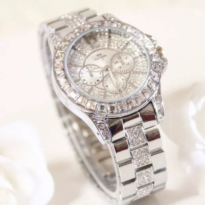 Lady Dress Watch Luxury Austrian Crystals Watch Rose Gold Shinning Diamond Rhinestone Fashion Bracelet Montre Femme
