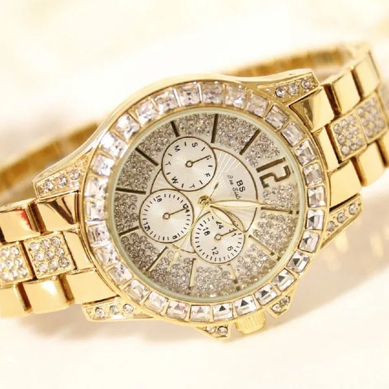 Lady Dress Watch Luxury Austrian Crystals Watch Rose Gold Shinning Diamond Rhinestone Fashion Bracelet Montre Femme