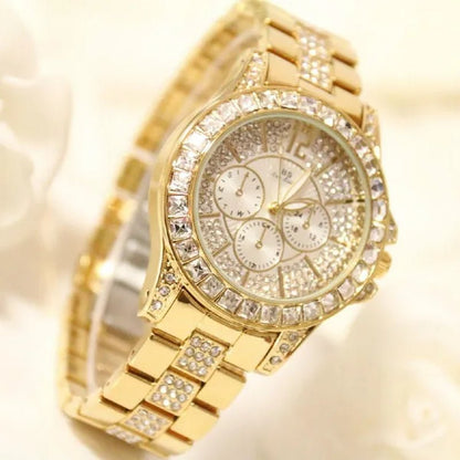 Lady Dress Watch Luxury Austrian Crystals Watch Rose Gold Shinning Diamond Rhinestone Fashion Bracelet Montre Femme