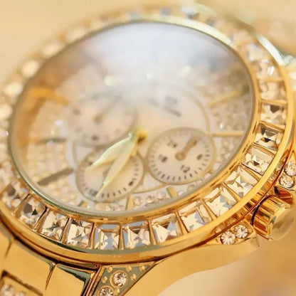 Lady Dress Watch Luxury Austrian Crystals Watch Rose Gold Shinning Diamond Rhinestone Fashion Bracelet Montre Femme