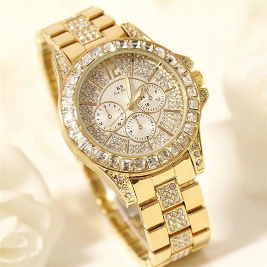 Lady Dress Watch Luxury Austrian Crystals Watch Rose Gold Shinning Diamond Rhinestone Fashion Bracelet Montre Femme - WORLD TIME VISITS