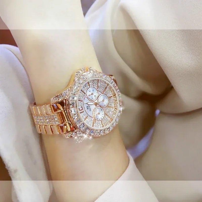 Lady Dress Watch Luxury Austrian Crystals Watch Rose Gold Shinning Diamond Rhinestone Fashion Bracelet Montre Femme