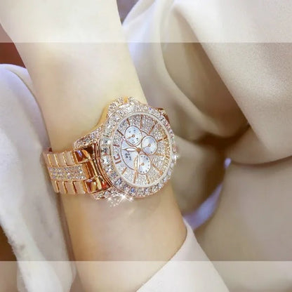 Lady Dress Watch Luxury Austrian Crystals Watch Rose Gold Shinning Diamond Rhinestone Fashion Bracelet Montre Femme