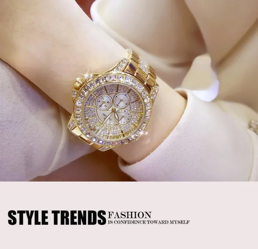 Lady Dress Watch Luxury Austrian Crystals Watch Rose Gold Shinning Diamond Rhinestone Fashion Bracelet Montre Femme