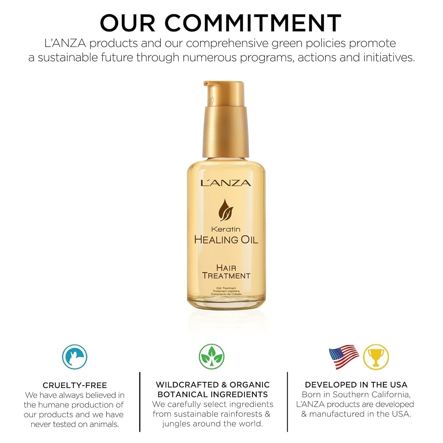 L'ANZA Keratin Healing Hair Oil Treatment, Keratin Hair Treatment, Hair Oil for Damaged Hair, Revives & Nourishes, Sulfate Free Healing Oil for Hair with Phyto IV Complex, Cruelty Free Hair Care