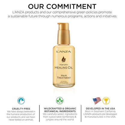 L'ANZA Keratin Healing Hair Oil Treatment, Keratin Hair Treatment, Hair Oil for Damaged Hair, Revives & Nourishes, Sulfate Free Healing Oil for Hair with Phyto IV Complex, Cruelty Free Hair Care