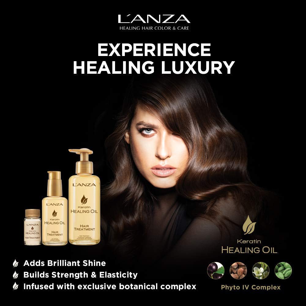 L'ANZA Keratin Healing Hair Oil Treatment, Keratin Hair Treatment, Hair Oil for Damaged Hair, Revives & Nourishes, Sulfate Free Healing Oil for Hair with Phyto IV Complex, Cruelty Free Hair Care - WORLD TIME VISITS