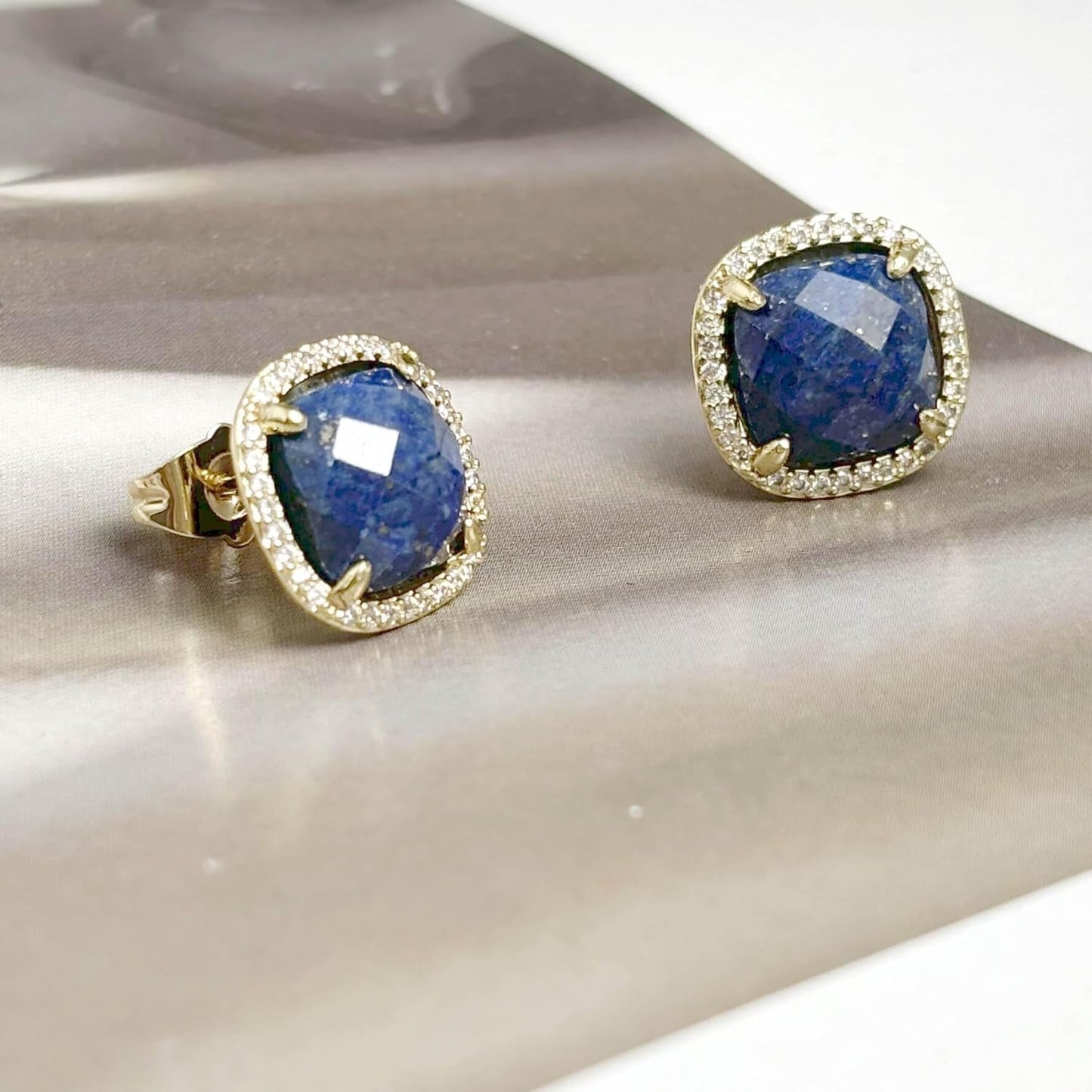 Lapis Earrings, Blue Stud Earrings for Women, Natural Birthstone Earrings for Lapis Lazuli Jewelry, Handmade Earrings Gift for Her - WORLD TIME VISITS