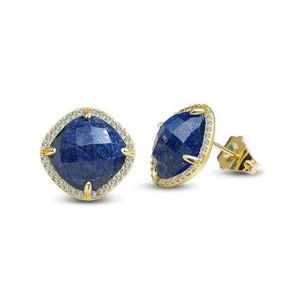 Lapis Earrings, Blue Stud Earrings for Women, Natural Birthstone Earrings for Lapis Lazuli Jewelry, Handmade Earrings Gift for Her - WORLD TIME VISITS