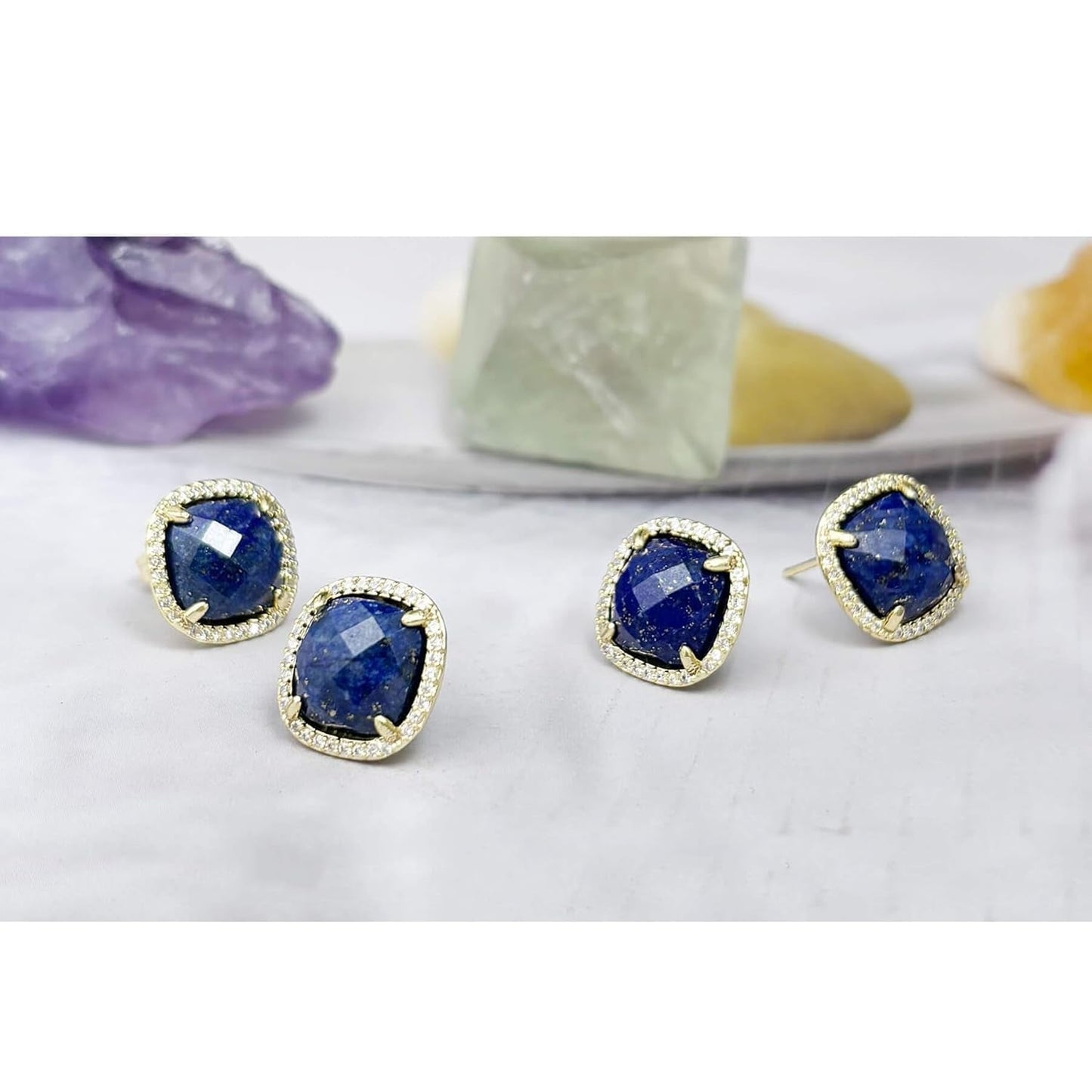 Lapis Earrings, Blue Stud Earrings for Women, Natural Birthstone Earrings for Lapis Lazuli Jewelry, Handmade Earrings Gift for Her