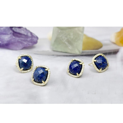 Lapis Earrings, Blue Stud Earrings for Women, Natural Birthstone Earrings for Lapis Lazuli Jewelry, Handmade Earrings Gift for Her
