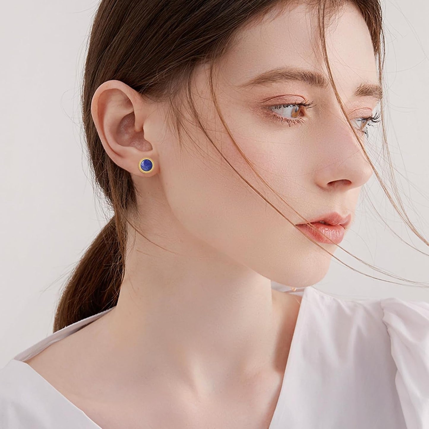 Lapis Lazuli Earrings Sterling Silver Blue Lapis Stud Earrings Natural Gemstone Post Earrings Lapis Lazuli Jewelry for Women - WORLD TIME VISITS