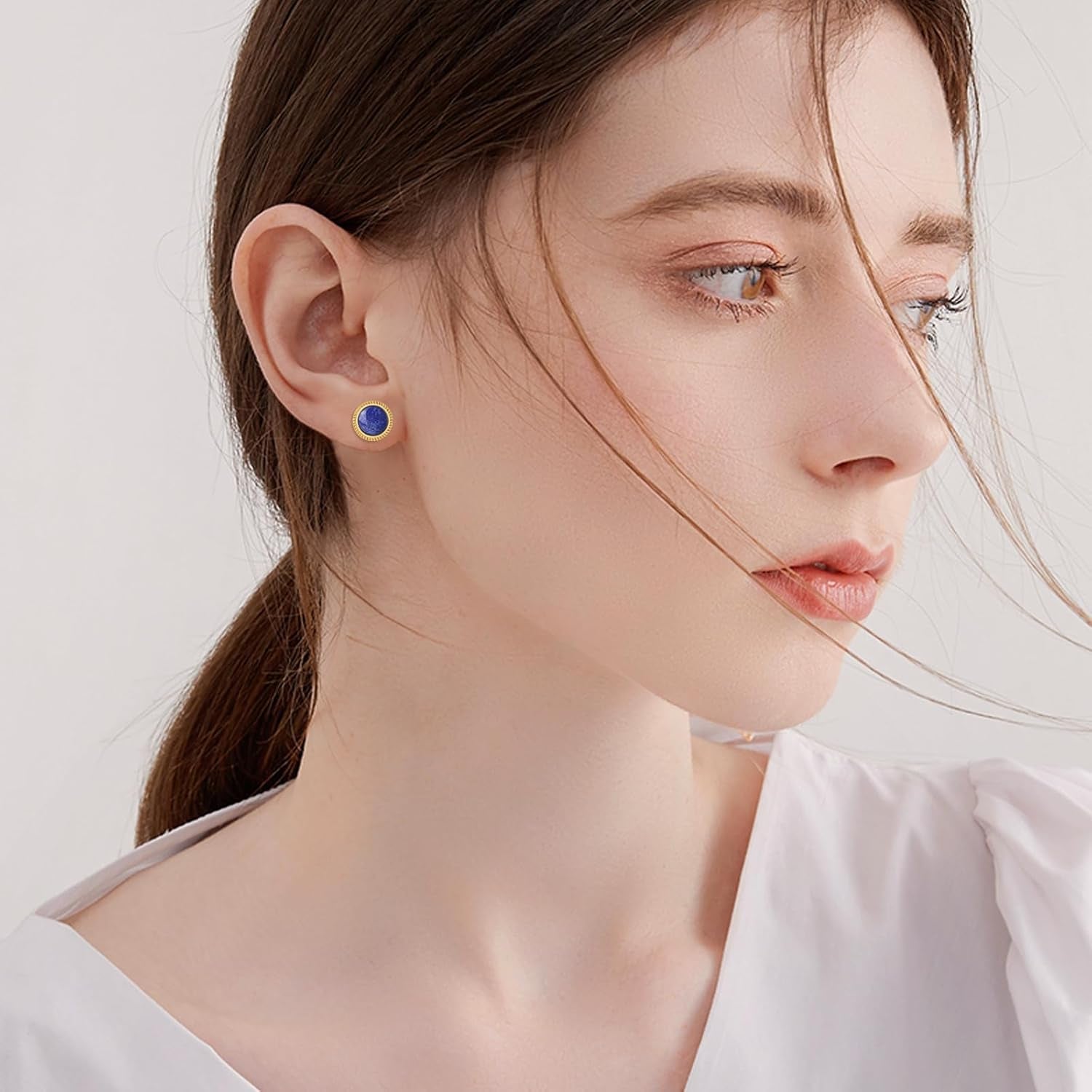Lapis Lazuli Earrings Sterling Silver Blue Lapis Stud Earrings Natural Gemstone Post Earrings Lapis Lazuli Jewelry for Women - WORLD TIME VISITS