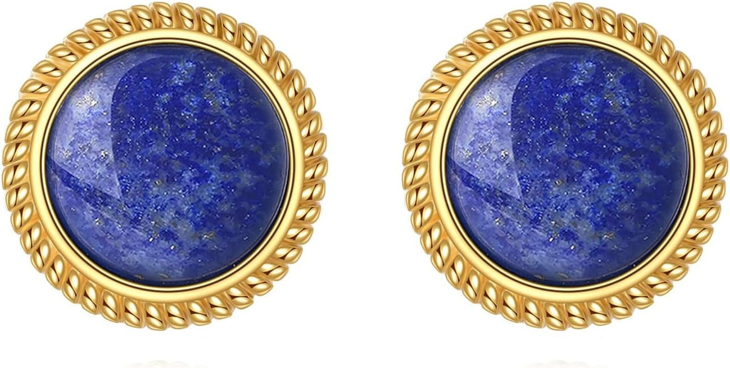 Lapis Lazuli Earrings Sterling Silver Blue Lapis Stud Earrings Natural Gemstone Post Earrings Lapis Lazuli Jewelry for Women - WORLD TIME VISITS