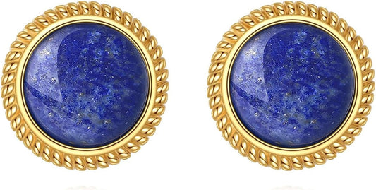 Lapis Lazuli Earrings Sterling Silver Blue Lapis Stud Earrings Natural Gemstone Post Earrings Lapis Lazuli Jewelry for Women - WORLD TIME VISITS