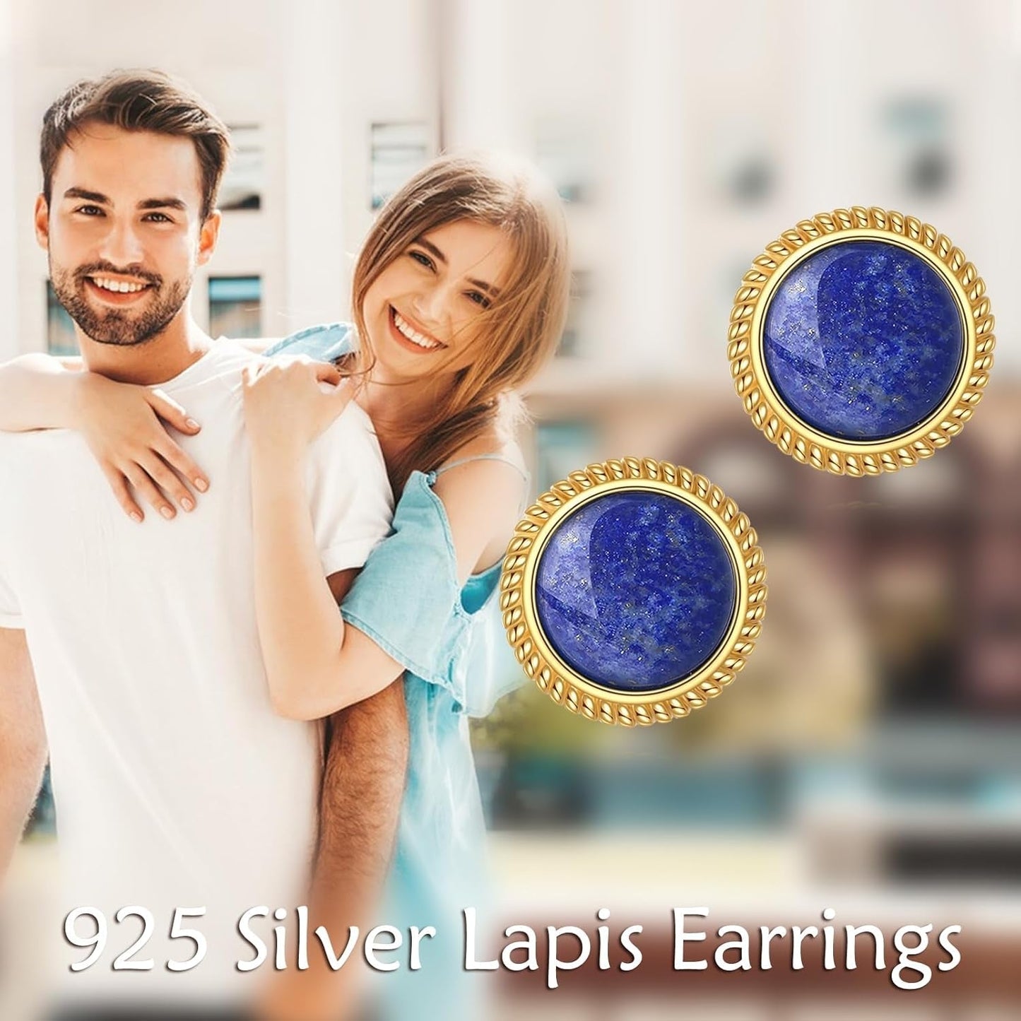 Lapis Lazuli Earrings Sterling Silver Blue Lapis Stud Earrings Natural Gemstone Post Earrings Lapis Lazuli Jewelry for Women