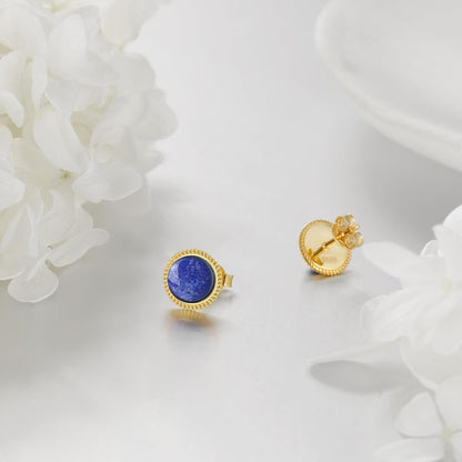Lapis Lazuli Earrings Sterling Silver Blue Lapis Stud Earrings Natural Gemstone Post Earrings Lapis Lazuli Jewelry for Women