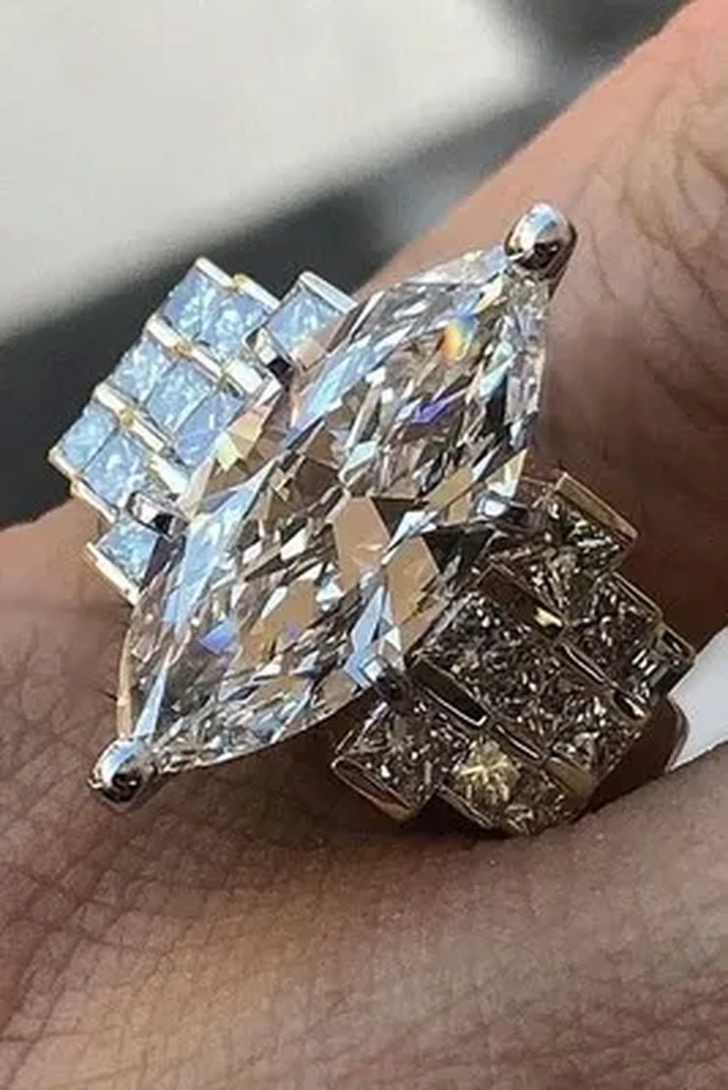 Large 925 Genuine Solid Sterling Silver White Sapphire Diamond Rings Jewelry Bridemaids Gifts Size 6 7 8 9 10 (S925 STAMP)