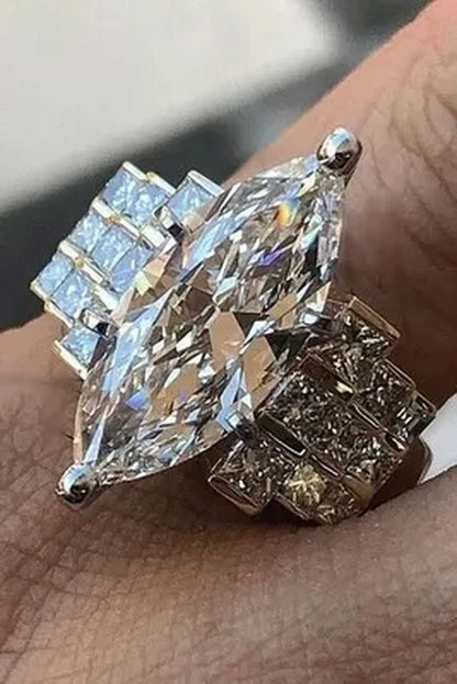Large 925 Genuine Solid Sterling Silver White Sapphire Diamond Rings Jewelry Bridemaids Gifts Size 6 7 8 9 10 (S925 STAMP)