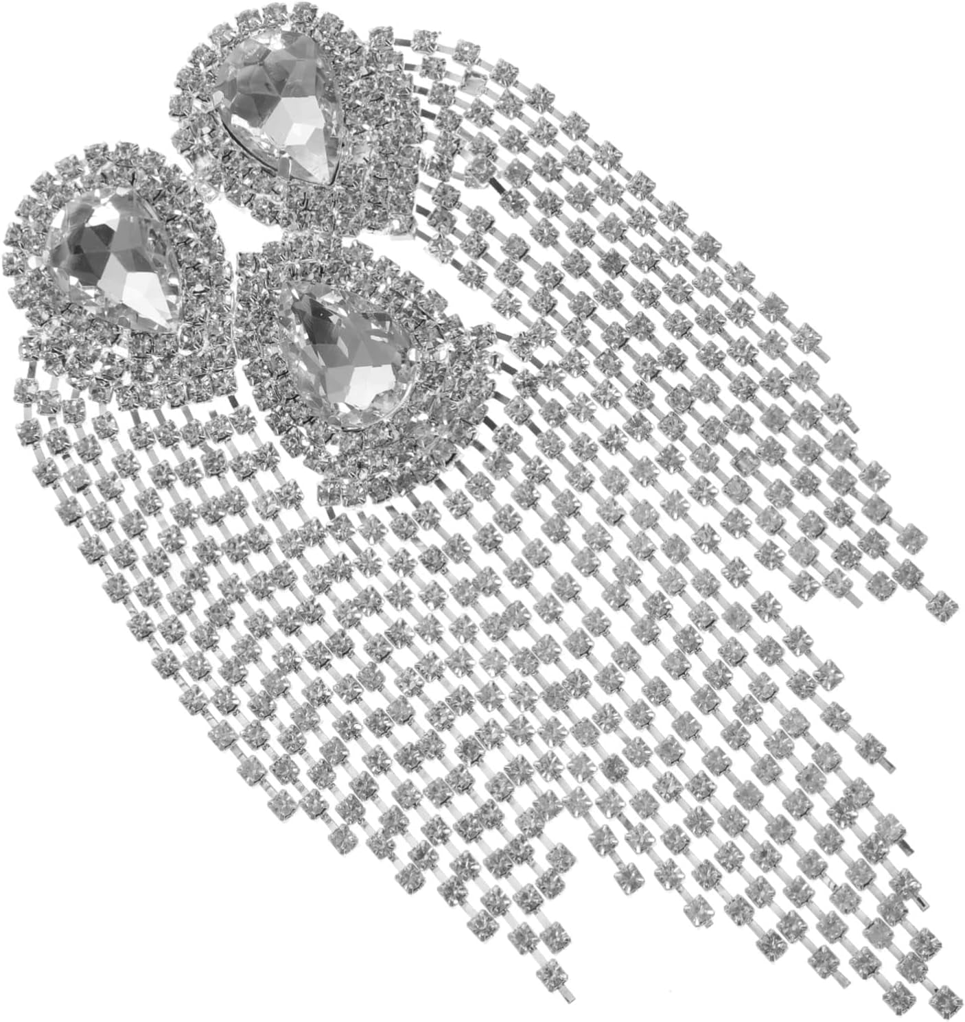 Large Droplet Tassel Decorative Patch Silver Base White Diamond Alloy Brooch for DIY Craft - WORLD TIME VISITS