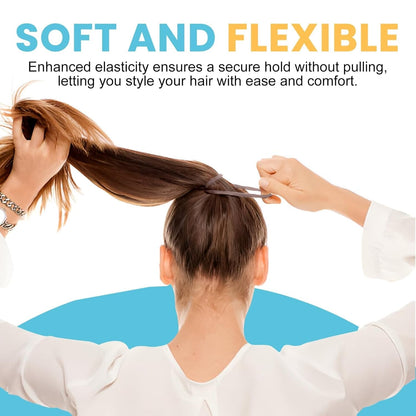 Large Fabric Hair Ties Soft & Gentle Bands Ponytail Holder for Thick Heavy Curly Hair, No Slip No Damage Seamless Scrunchies Headbands 100 Pcs (Caramel) - WORLD TIME VISITS