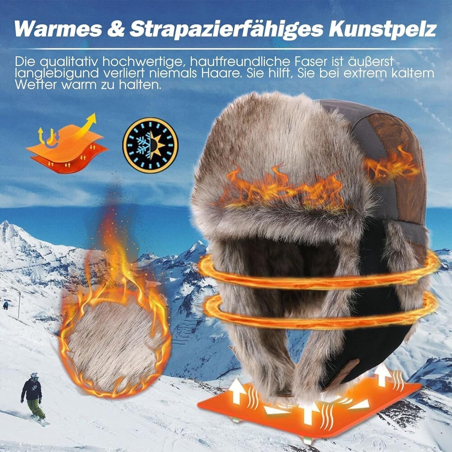 Large XL Trapper Trooper Hunting Warm Ear Flap Russian Ushanka Winter Ski Cold Weather Bomber Hats for Men