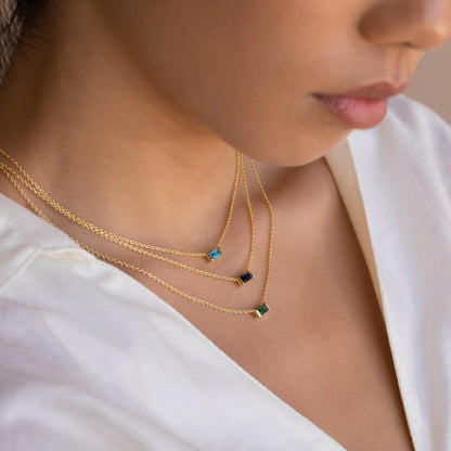 Layered Birthstone Necklace for Women Mothers 14K Gold Charm Necklace Dainty Paperclip Chain Necklace Pink Emerald Red Purple Pendant Necklace Diamond Jewelry Birthday Party Prom Wedding
