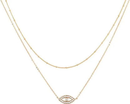 Layered Necklace Pendant Handcrafted 18K Gold Plated Delicate Circle Gold Necklace Layered Long Necklace Women