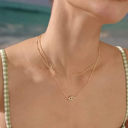 Layered Necklace Pendant Handcrafted 18K Gold Plated Delicate Circle Gold Necklace Layered Long Necklace Women