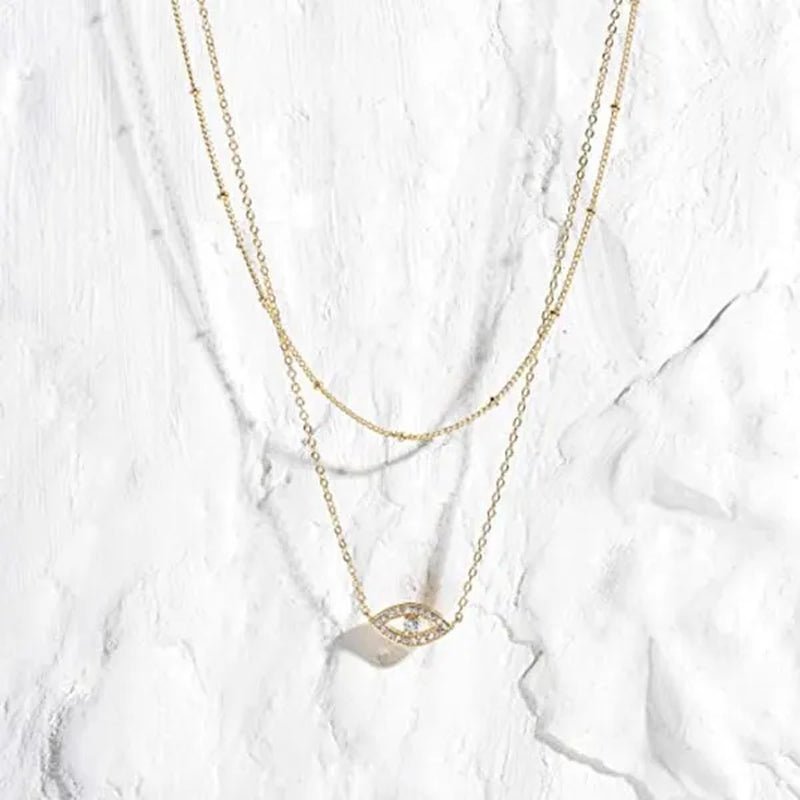 Layered Necklace Pendant Handcrafted 18K Gold Plated Delicate Circle Gold Necklace Layered Long Necklace Women - WORLD TIME VISITS