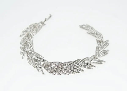 Leaves Shape Silver Plated Clear Crystal Jewelry Sets