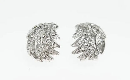 Leaves Shape Silver Plated Clear Crystal Jewelry Sets