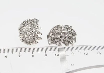 Leaves Shape Silver Plated Clear Crystal Jewelry Sets