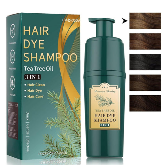 Light Brown Herbal Hair Color with Tea Tree Oil for Women & Men - 3 - In - 1 Instant Grey Hair Dye, Natural Plant Bubble Shampoo for All Hair Types - WORLD TIME VISITS
