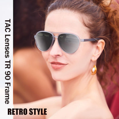 Lightweight TAC Polarized Tinted Classic Vintage Retro 70S Sunglasses, TR - 90 Frame for Women Men, UV 400 Protection - WORLD TIME VISITS